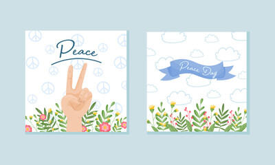 International World Peace Day Greeting Card Design Vector Set