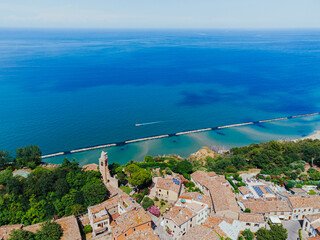 Fiorenzuola di Focara view from above, Marche region in Italy, Parco Naturale Monte San Bartolo 