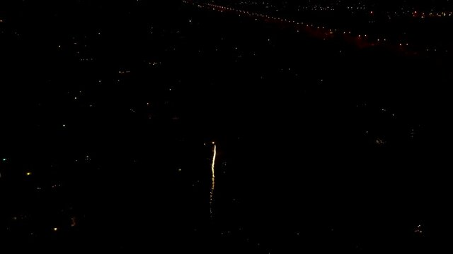Aerial drone shot of 4th of July fireworks