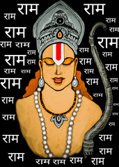 digital painting of shri ram 