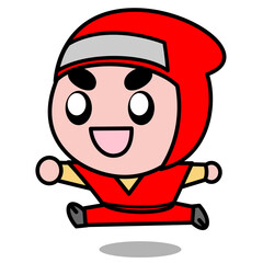 忍者　走る　キャラクター　かわいい　イラスト素材