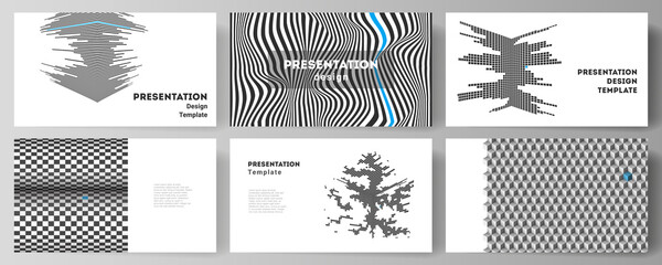 The minimalistic abstract vector illustration of the editable layout of the presentation slides design business templates. Abstract big data visualization concept backgrounds with lines and cubes.