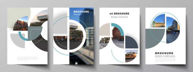 Vector layout of A4 cover mockups design templates for brochure, flyer layout, booklet, cover design, book, brochure cover. Background with circle round banners. Corporate business concept template.