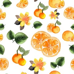 Watercolor Tropical Fruit Seamless Pattern