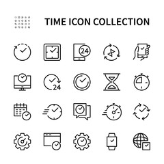 Time management. Isolated collection of time icon on white background. Time and clock symbol vector set.