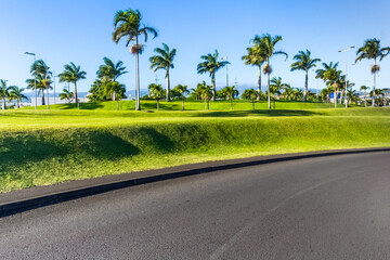 Talus végétalisé  en bordure de route, Saint-Pierre, île de la Réunion 