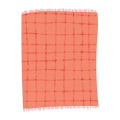 Set of hand drawn vector illustration of red or pink checkered picnic blankets. Cartoon doodle style isolated on white background.