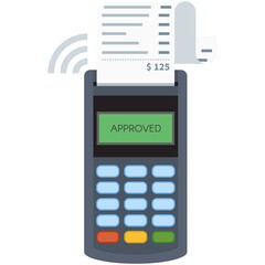 Vector pos terminal payment approve icon isolated on white