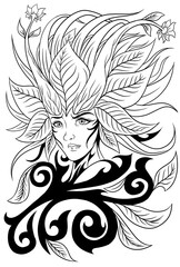 Drawing floral woman