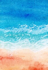 abstract watercolor sea and wave background	
