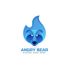 Vector Logo Illustration Angry Bear Gradient Colorful Style.