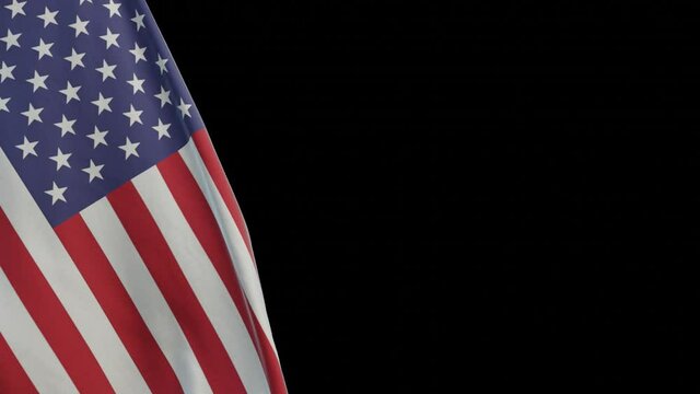simulated animation seamless loop flag of USA and alpha