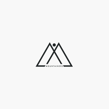 mountain logo and line art design. logo, icon and template