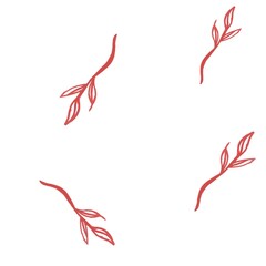 Obraz premium Seamless pattern with twigs in red color