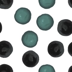 Seamless Vector pattern with black and green polka dots