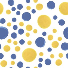 Сontinuous pattern of dot poilka blue and yellow