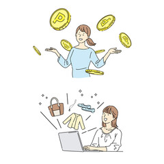 ネットビジネス、稼ぐ女性、副業、貯金