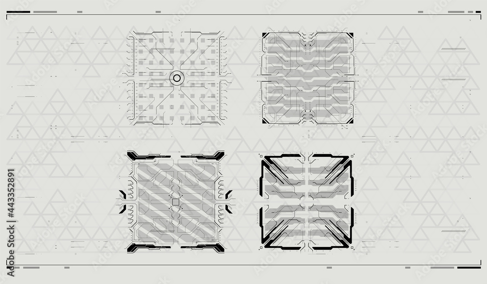 Poster futuristic hud frames. vector illustration. hud concept. sci fi technology template design. user int