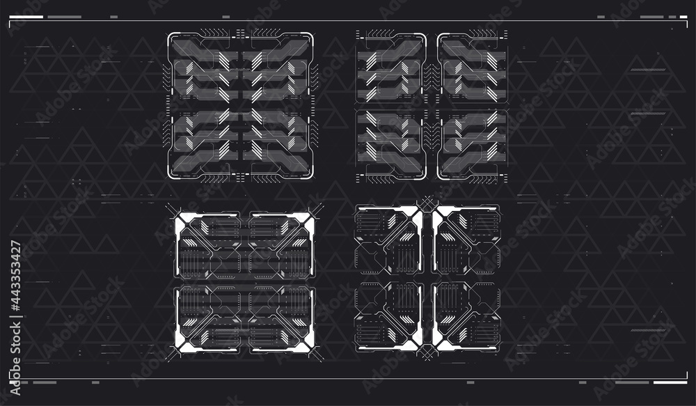 Poster futuristic hud frames. vector illustration. sci fi technology template design. hud concept. user int