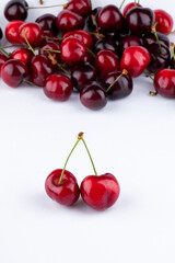 Cherry isolated. Cherry on white,red,black. Cherries. With clipping path.mixed fruit