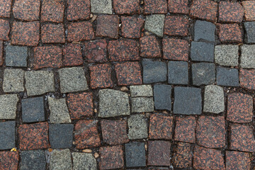 Cobblestone pavement texture. Background. Space for text.