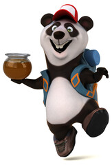 Fun 3D panda backpacker cartoon character © Julien Tromeur