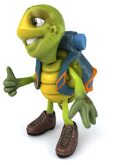 Fun turtle traveling - 3D Illustration