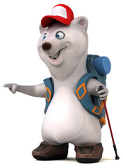 Fun 3D bear backpacker cartoon character