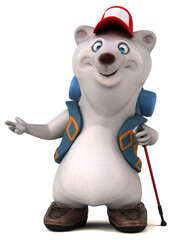 Fun 3D bear backpacker cartoon character