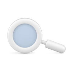 White magnifying glass vector 3d realistic icon