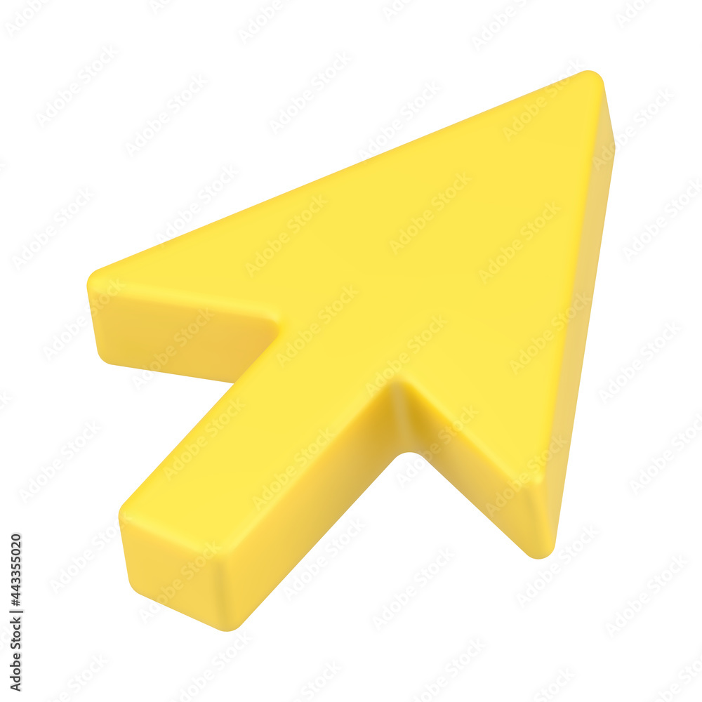 Poster yellow volumetric web arrow. mouse cursor for website