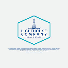 Lighthouse vintage logo. lighthouse simple modern logo template Vector illustration
