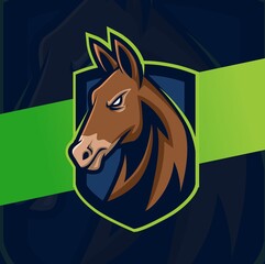 horse head mascot esport style logo character for game and sport