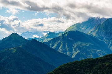 Green mountains slopes