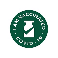 vaccine check i have got vaccinated covid 19 logo vector icon illustration