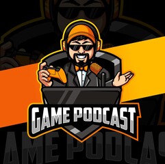 game podcast gamer mascot character for gaming esport logo designs