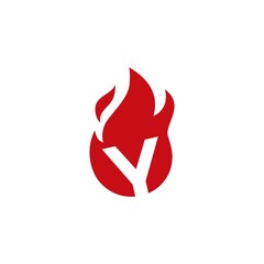 y letter fire flame logo vector icon illustration