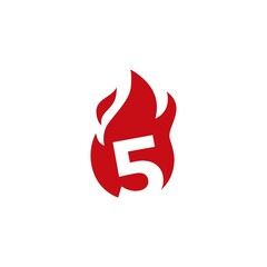 5 five number fire flame logo vector icon illustration