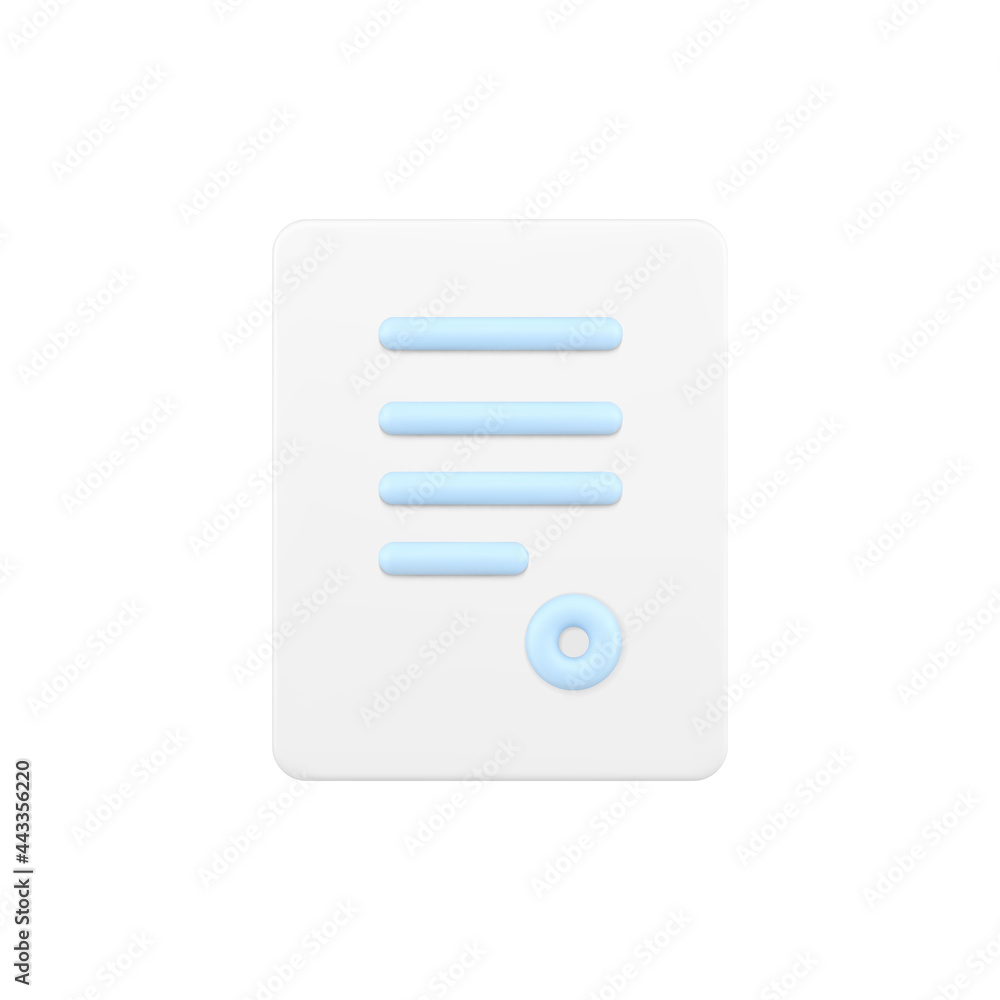 Poster contract 3d with seal. white sheet with blue stripes of abstract text