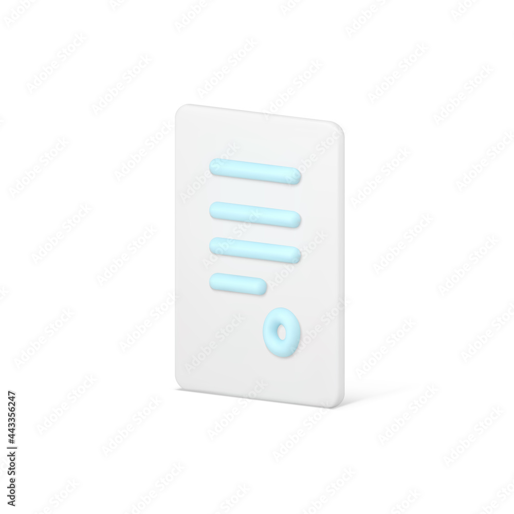 Poster state 3d document with seal. volumetric sheet with stripes of text and round stamp