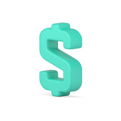 Green 3d dollar symbol. Successful investments and economic indicator growth