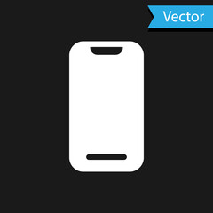 White Smartphone, mobile phone icon isolated on black background. Vector