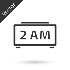 Grey Digital alarm clock icon isolated on white background. Electronic watch alarm clock. Time icon. Vector