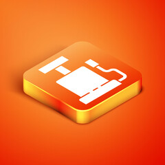 Isometric Car air pump icon isolated on orange background. Vector