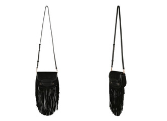 Black Women's bag fringed. Front and side views
