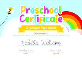 Preschool Graduation, Preschool Certificate, Editable Certificate, Editable Certificate Template, Printable Certificate