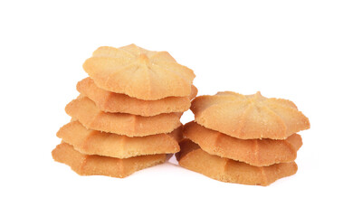 Short pastry cookies isolated on white background