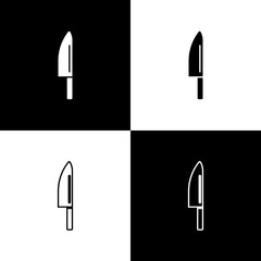 Set Knife icon isolated on black and white background. Cutlery symbol. Vector