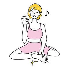 スキンケア 足の裏のお肌トラブルが治り喜んでいる可愛い女性 あぐらをかく イラスト ベクター