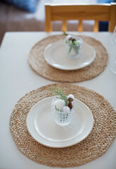 Christmas rustic natural table setting